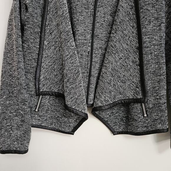 a.n.a. Open Front Moto Tweed Jacket Black White Woven Zippered Pockets XL - Picture 7 of 11